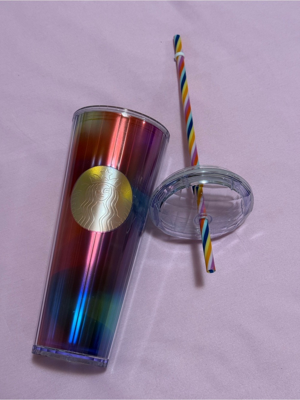 Starbucks Rainbow Pride Cold Cup Tumbler - Iridescent, Crystal Dome Lid